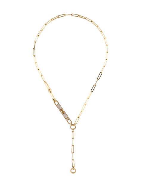 kelly necklace hermes|HERMES 18K Yellow Gold Diamond PM Kelly Chaine Lariat .